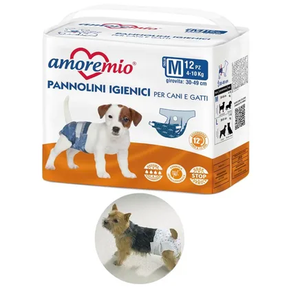 Amoremio Sanitary Diapers for Dogs and Cats, 12 pcs