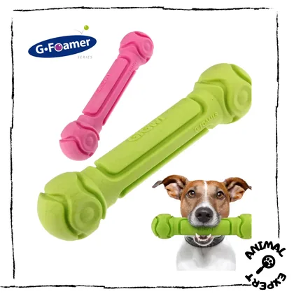 G-Foamer Pink-Green Rubber Dog Toy