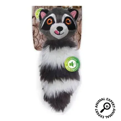 Raccoon-Shaped Dog Plush with Squeaker