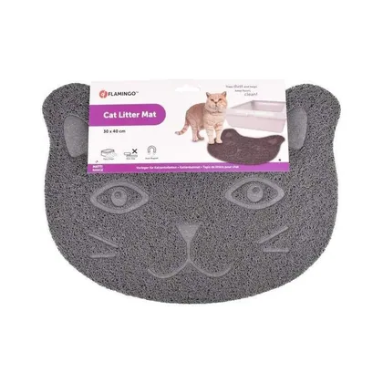 FLAMINGO Grey Cat Litter Box Mat, 30x40cm