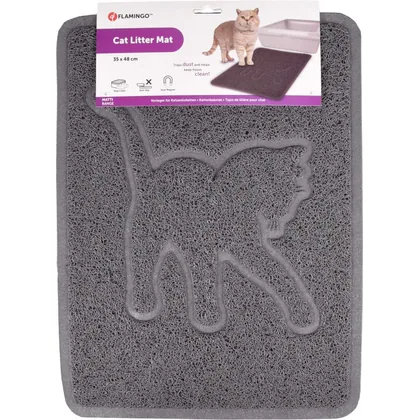 Flamingo Matti Range Gray Cat Litter Mat, 35x48cm