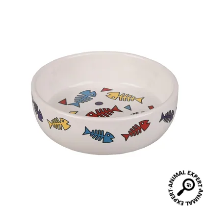 Fisk White Round Ceramic Bowl