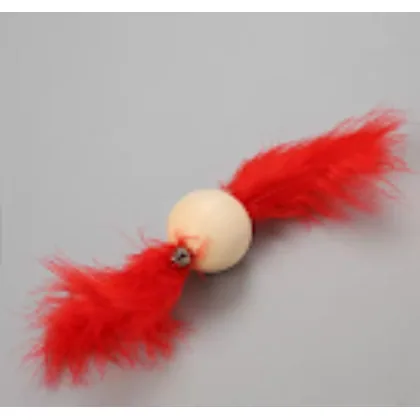 Red Wooden and Feather Cat Toy