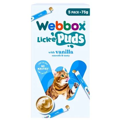 Webbox Lick-e-Puds Cat cakes – Vanilla 5 x 15g