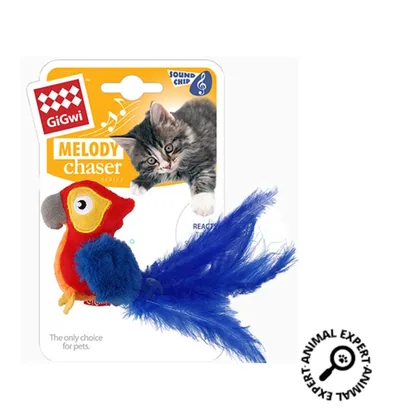 GiGwi Melody Chaser Parrot Toy, Blue