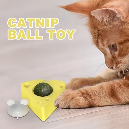 Yellow Cheese-Shaped Catnip Ball Toy