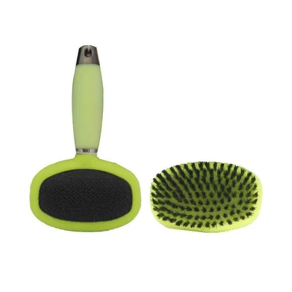 Double-Sided Brush for Dogs and Cats, Green