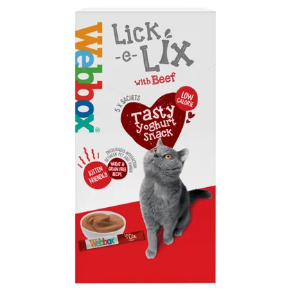 Webbox Lick-e-Lix Beef Yoghurt Snack for Kittens, 5 Sachets