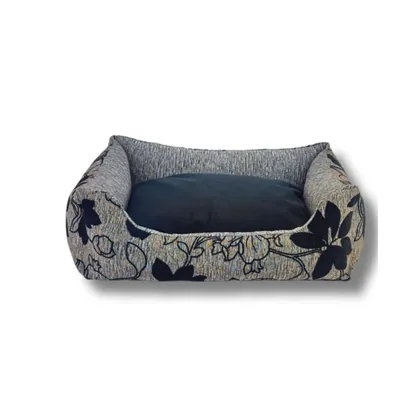 Black flower cushion washable, made in eu