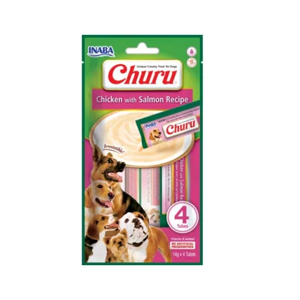 INABA Churu Chicken-Salmon Liquid Treats, 4x14g