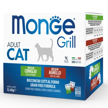 MONGE Grill Rabbit Cat Food, 12x85g