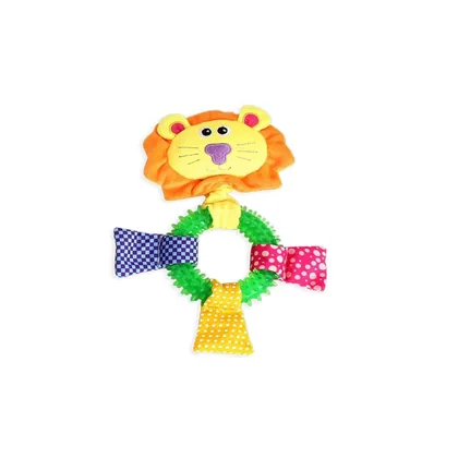 PAWISE Plush Lion Dog Toy with TPR Chewer, 26cm