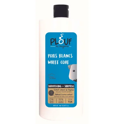 Plouf Shampooing Poils Blancs Extrait Naturel Réglisse Chat - Chien 400ml