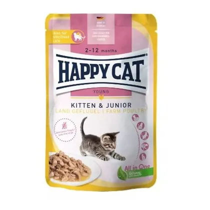 HAPPY CAT SUPREME Bag KITTEN&JUNIOR, with poultry in sauce, 85g