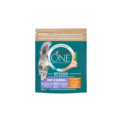 CRF Purina One Adult Coat&Hairball with chicken, dry cat food, 800 g